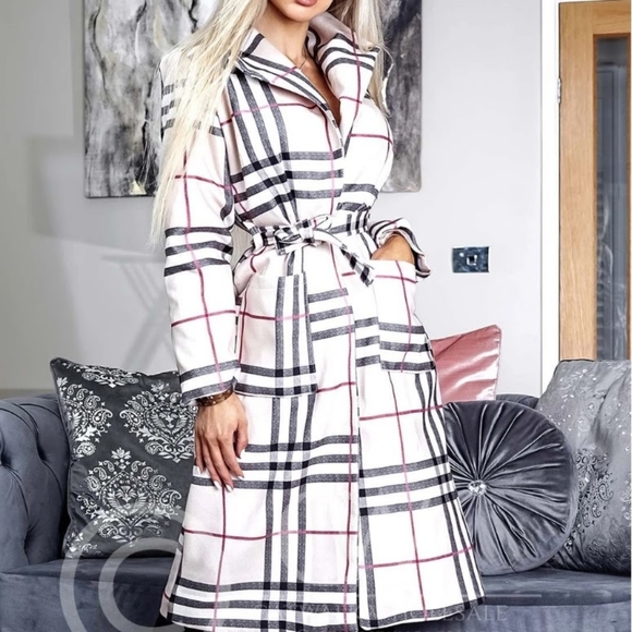 Alicia Patterned Belted Longline Coat - Picture 1 of 3